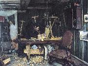Gustav Wentzel Painting Snekkerverksted oil on canvas
